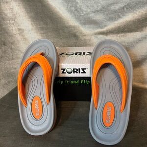 #Zoris Men's Golf Sandal - Cleated. Orange/Gray. Men's Size 5/Women's Size 7.5